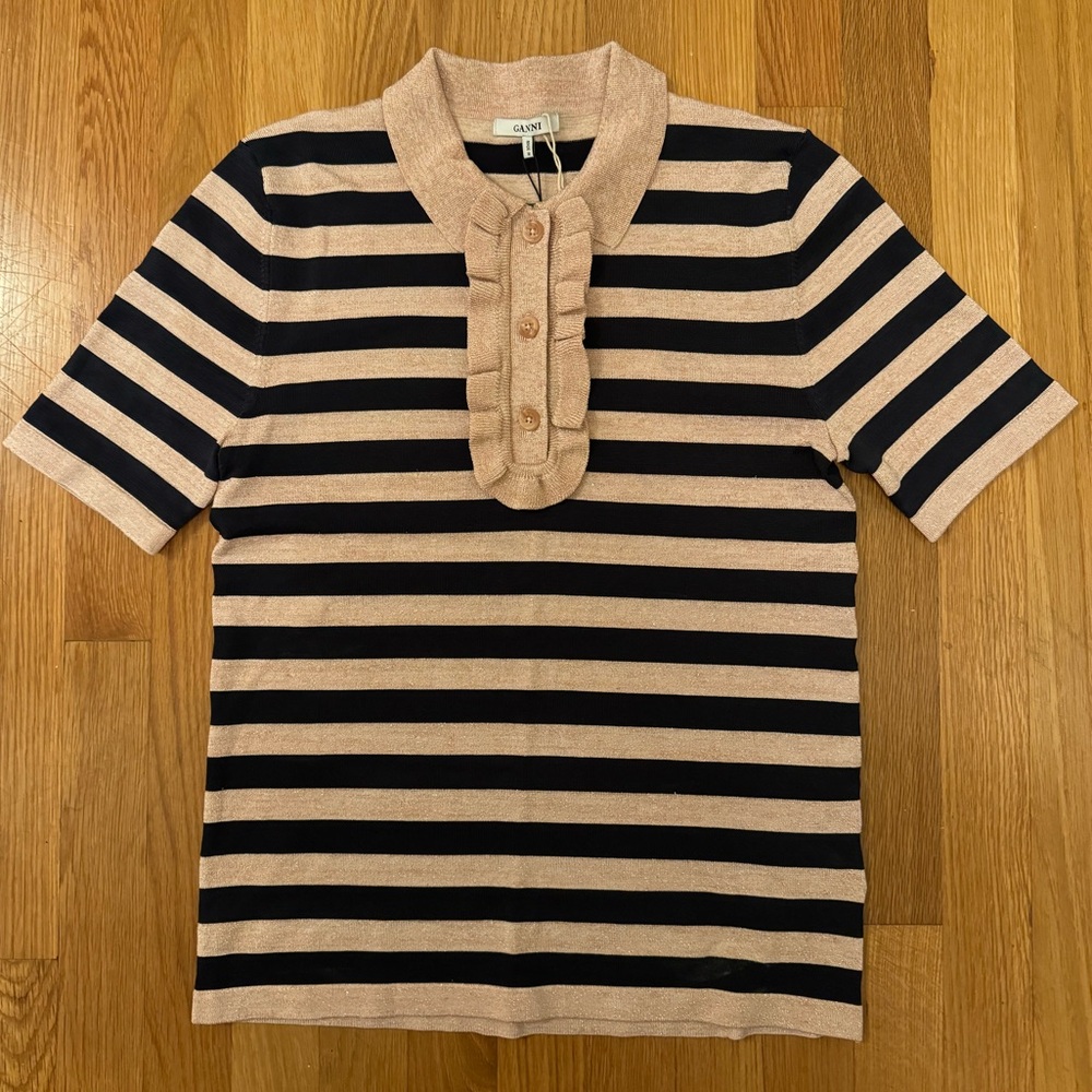 NWT Ganni Romilly Striped Top